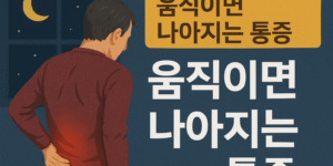 움직이면 완화되는 강직성척추염 통증을 표현한 블로그 썸네일 이미지